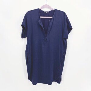 Vince Linen Blend Popover Shift Dress